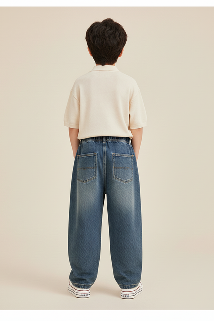 Pantalon Baggy Denim Bleu Ample Décontracté Garçon - Jean - vue 2