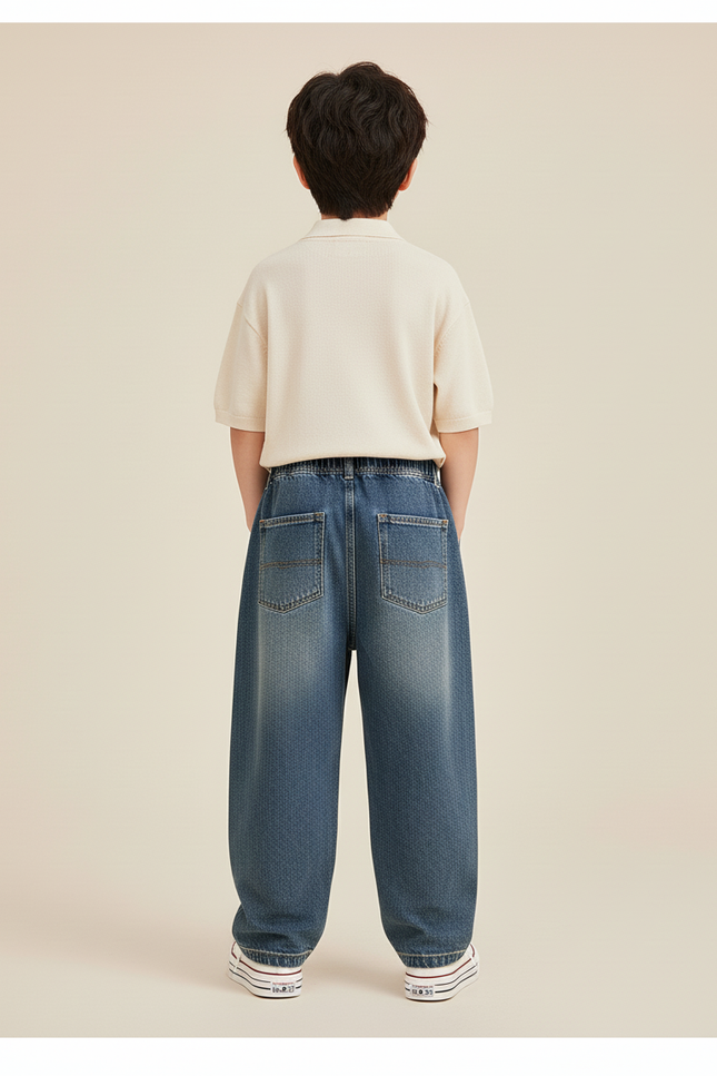 Pantalon Baggy Denim Bleu Ample Décontracté Garçon - Jean - vue 2