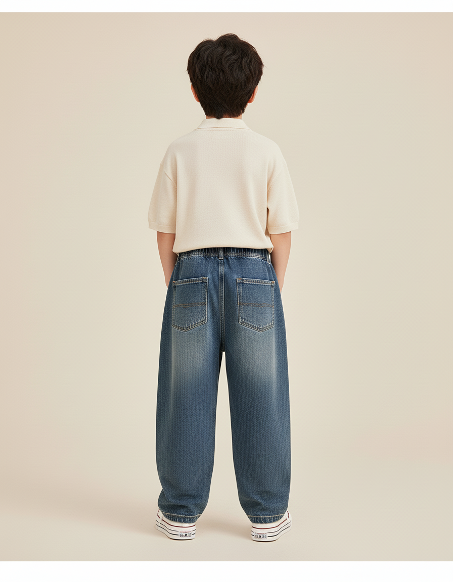 Pantalon Baggy Denim Bleu Ample Décontracté Garçon - Jean - vue 2
