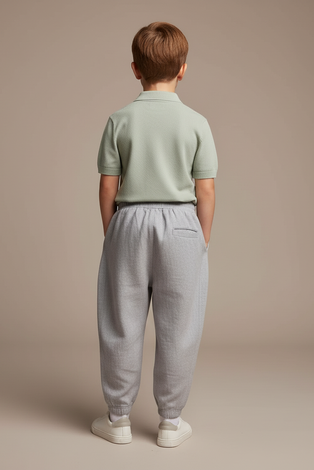 Pantalon Baggy Gris Ample Lin Enfant Décontracté - vue 2
