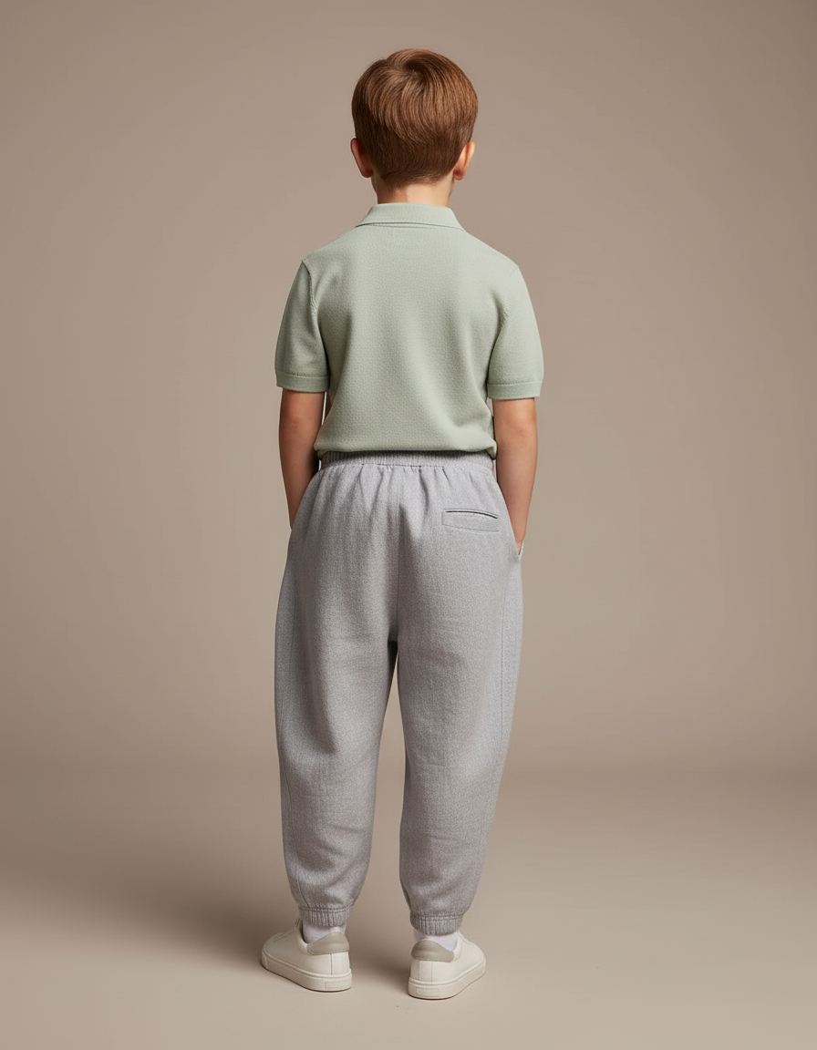 Pantalon Baggy Gris Ample Lin Enfant Décontracté - vue 2