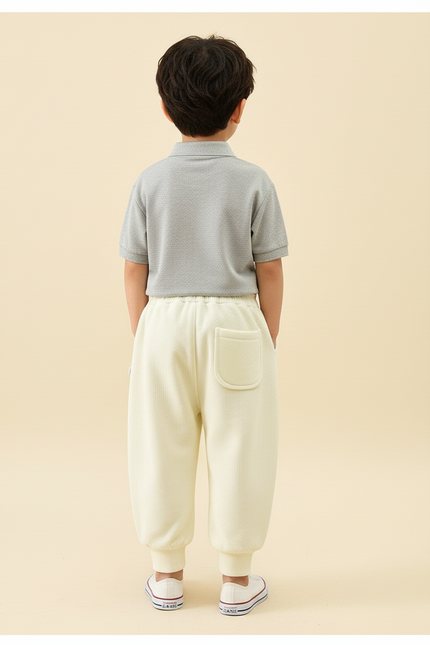 Pantalon Baggy Crème Ample Molletonné Confortable Enfant - Jaune - vue 2