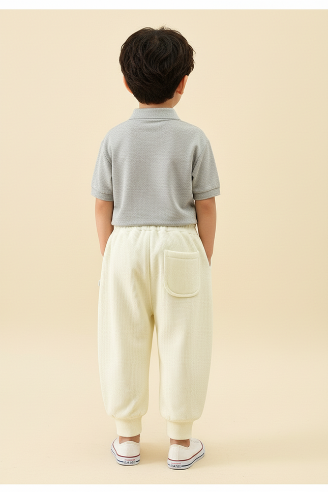 Pantalon Baggy Crème Ample Molletonné Confortable Enfant - Jaune - vue 2