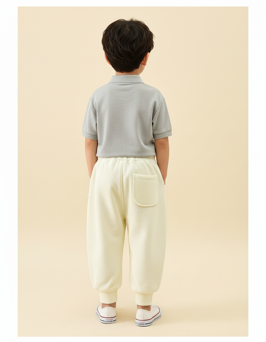 Pantalon Baggy Crème Ample Molletonné Confortable Enfant - Jaune - vue 2