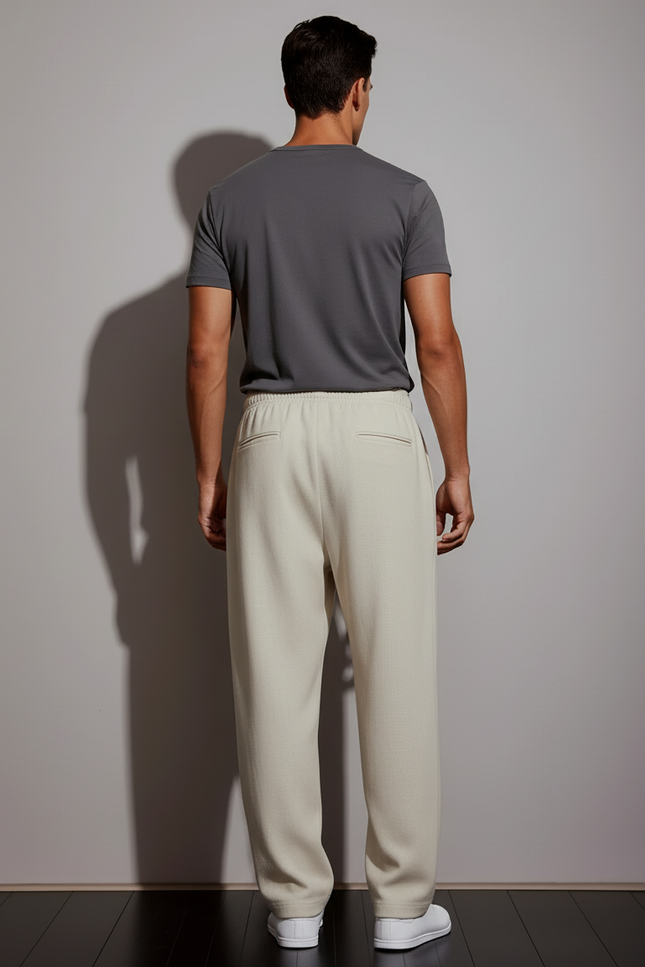 Pantalon Baggy Beige Ample Cordon Décontracté Homme - Molleton - vue 2