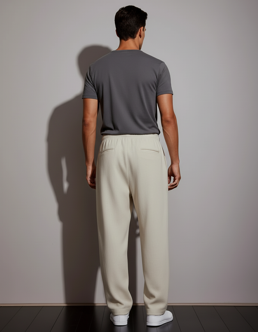 Pantalon Baggy Beige Ample Cordon Décontracté Homme - Molleton - vue 2
