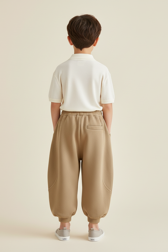 Pantalon Baggy Beige Ample Molletonné Décontracté Garçon - vue 2