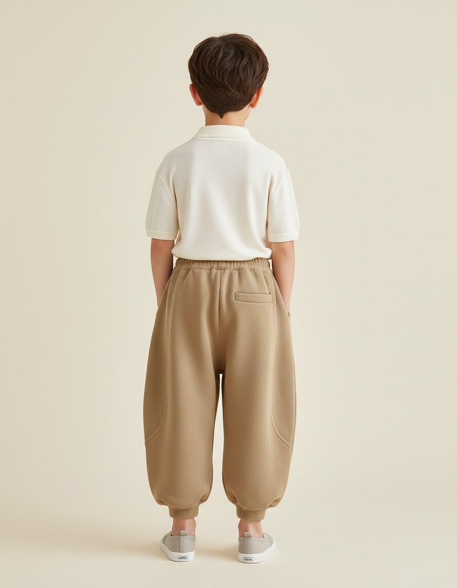 Pantalon Baggy Beige Ample Molletonné Décontracté Garçon - vue 2