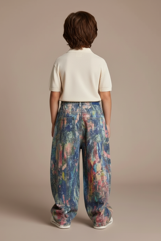Pantalon Baggy Denim Peinture Colorée Ample Enfant - Multicolore Jean - vue 2