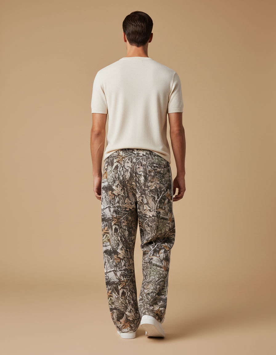 Pantalon Baggy Camouflage Ample Cordon Rayures - Imprimé Molleton - vue 2