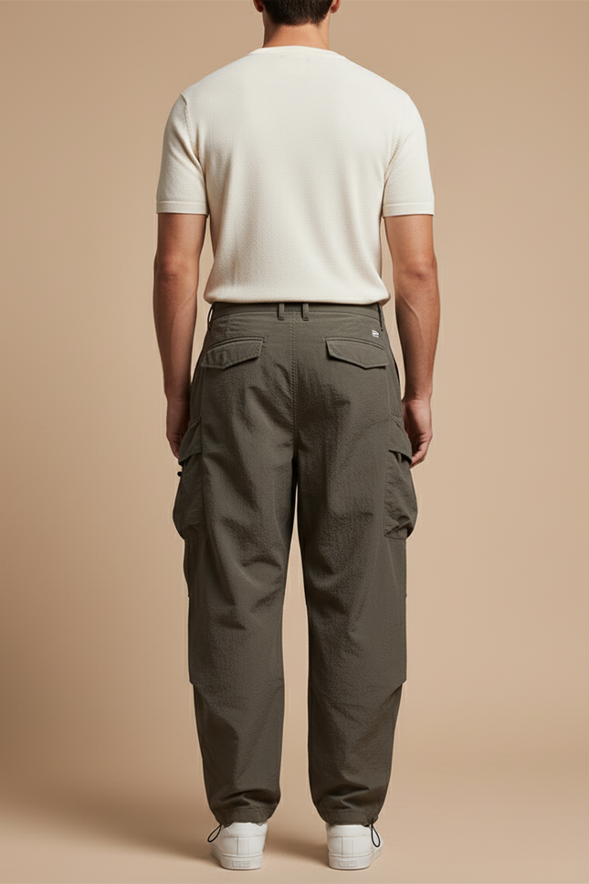 Pantalon Baggy Cargo Kaki Ample Sport Décontracté - Polyester - vue 2