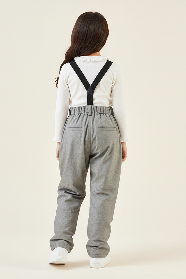 Pantalon Baggy Gris Plissé Bretelles Enfant - Polyester - vue 2