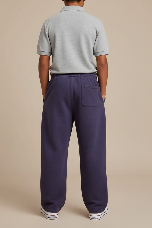 Pantalon Baggy Bleu Marine Ample Coton Imprimé Garçon - Molleton - vue 2