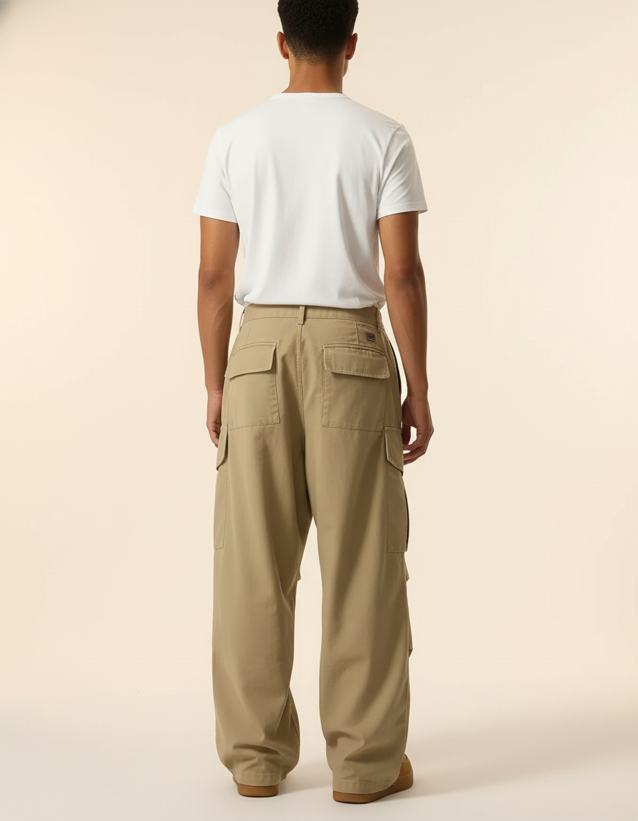 Pantalon A Pince Baggy - Kaki Toile - vue 2