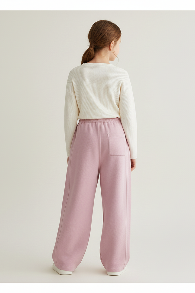 Pantalon Baggy Rose Ample Décontracté Molletonné Enfant - vue 2