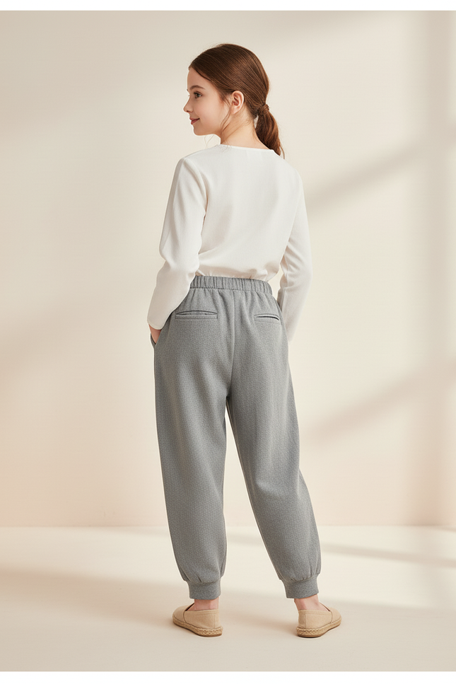 Pantalon Baggy Gris Chiné Ample Confortable Enfant - Molleton - vue 2