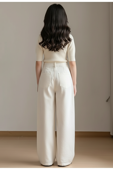 Pantalon Baggy Beige Ample Plissé Confortable Fille - Coton - vue 2