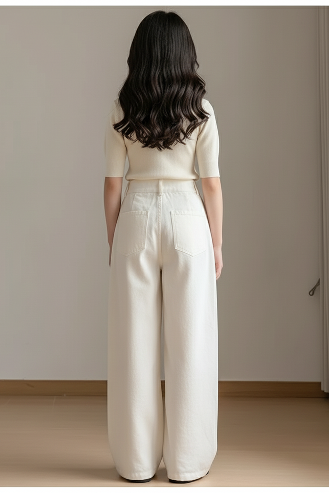 Pantalon Baggy Beige Ample Plissé Confortable Fille - Coton - vue 2