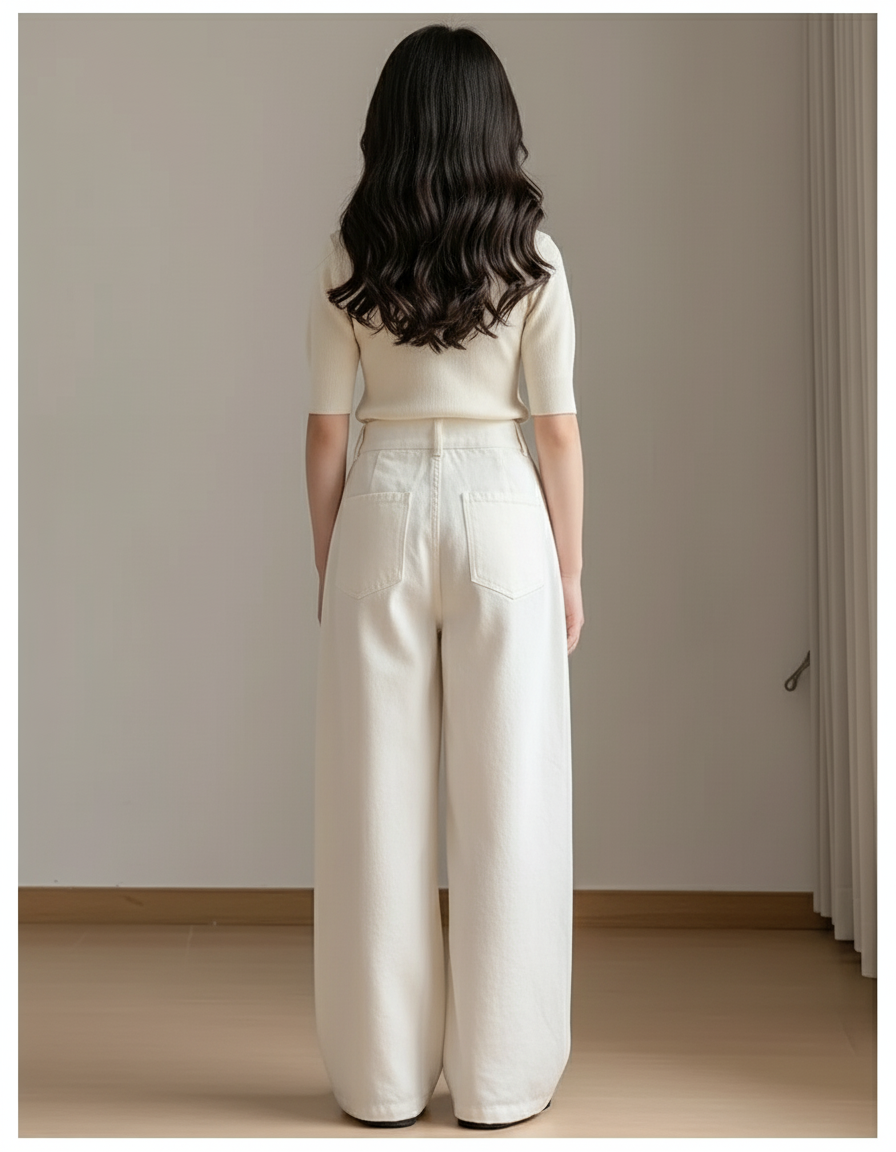 Pantalon Baggy Beige Ample Plissé Confortable Fille - Coton - vue 2