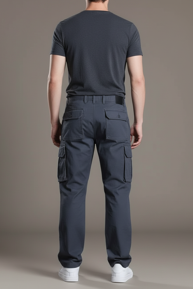 Pantalon Baggy Gris Foncé Coton Cargo Ample Homme - vue 2