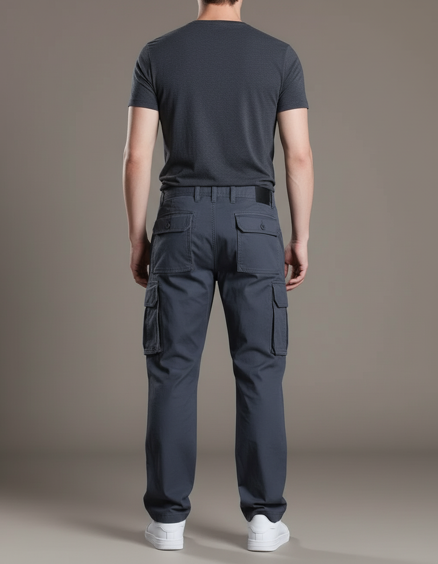 Pantalon Baggy Gris Foncé Coton Cargo Ample Homme - vue 2