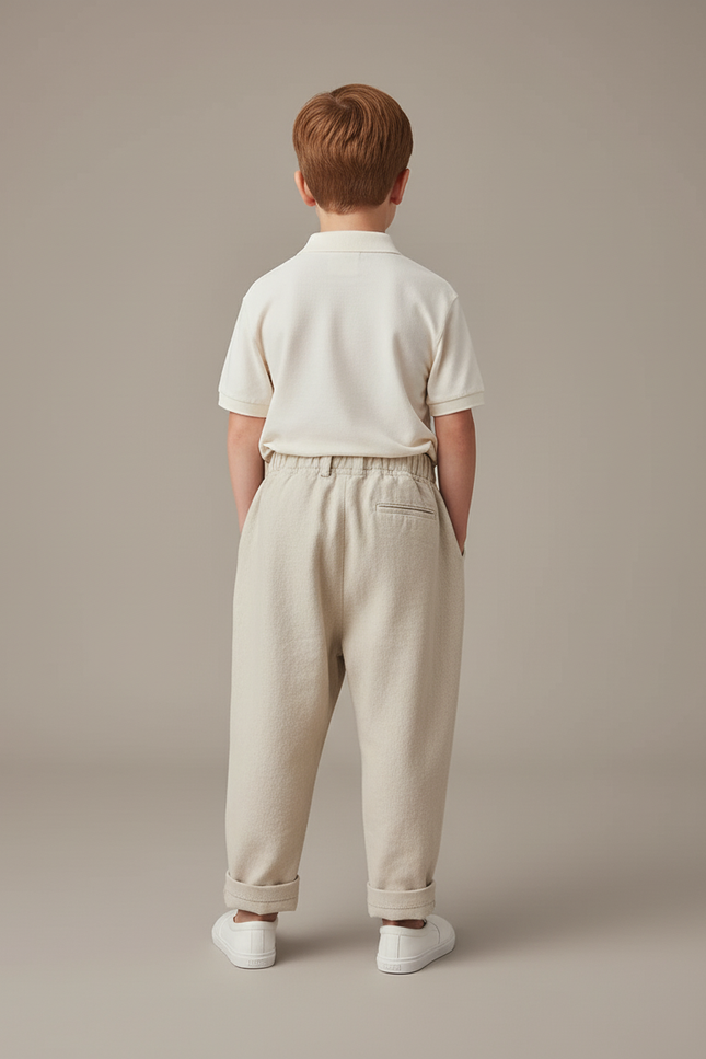 Pantalon Baggy Beige Coton Ample Enfant Décontracté - vue 2