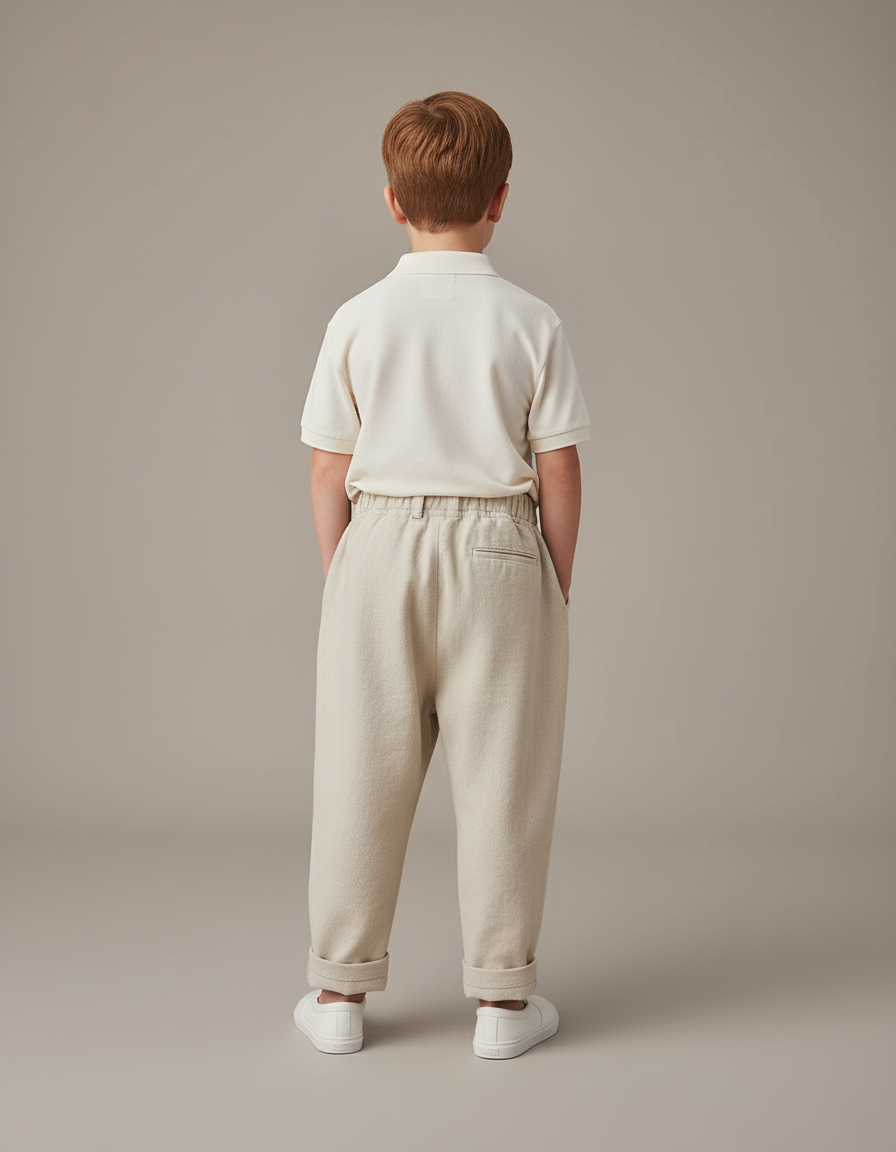 Pantalon Baggy Beige Coton Ample Enfant Décontracté - vue 2