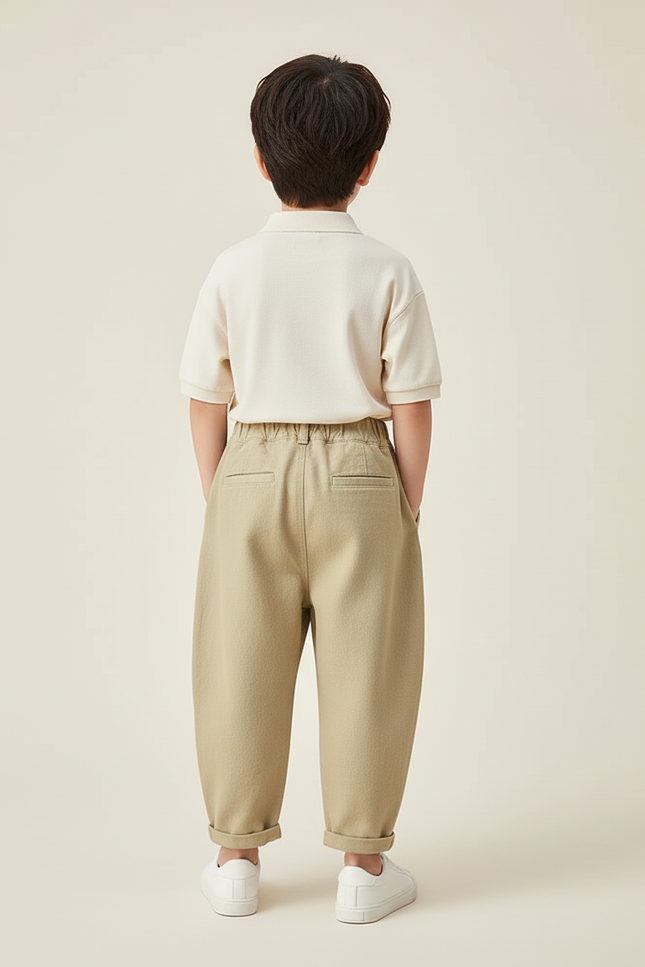 Pantalon Baggy Kaki Coton Ample Décontracté Enfant - vue 2