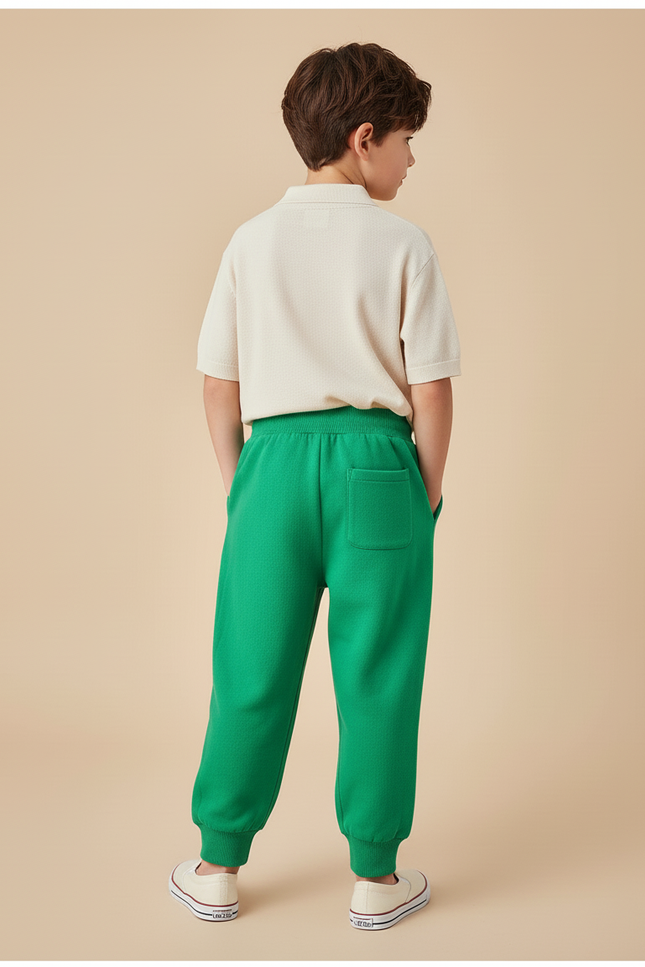 Pantalon Baggy Vert Coton Ample Confortable Enfant - Molleton - vue 2