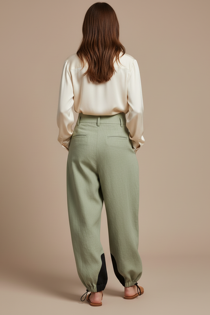 Pantalon Baggy Vert Menthe Fluide Lin Femme - vue 2