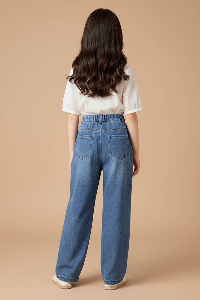 Pantalon Baggy Denim Bleu Ample Déchiré Fille - Jean - vue 2