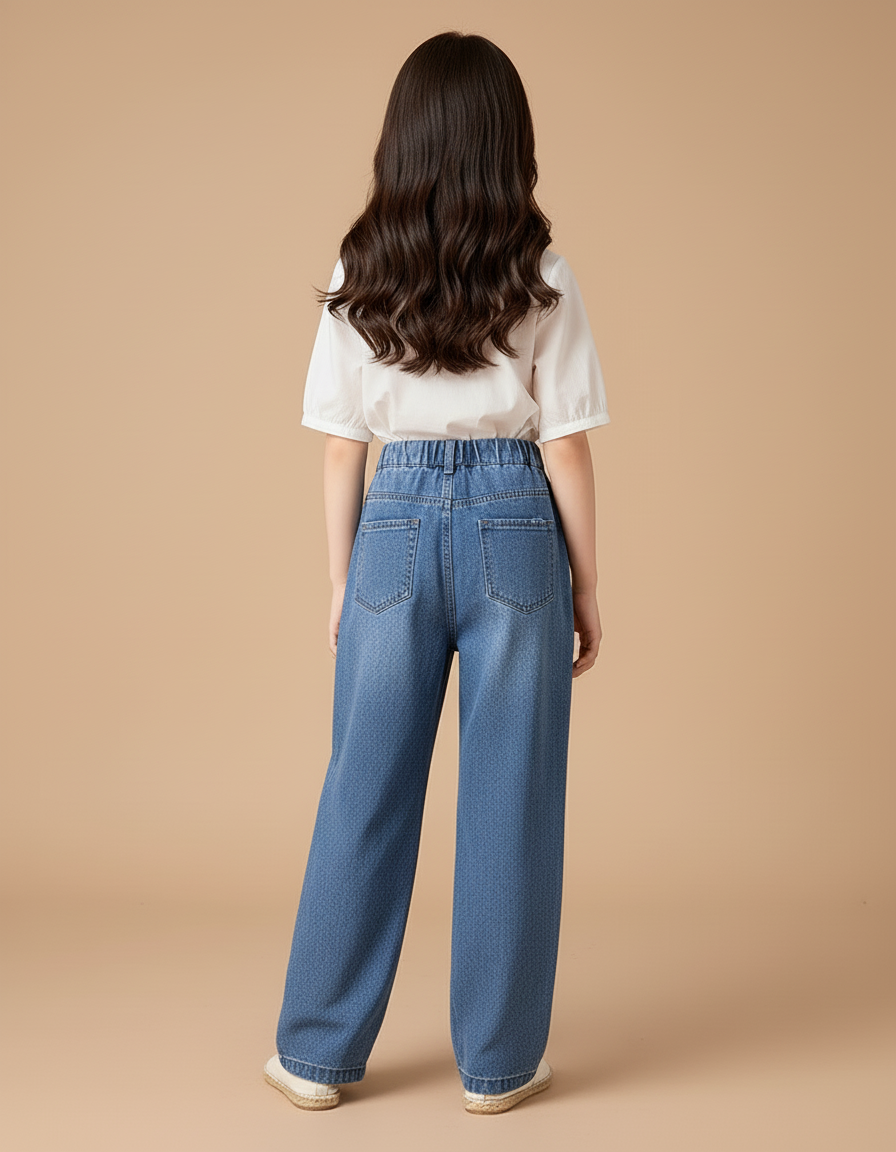 Pantalon Baggy Denim Bleu Ample Déchiré Fille - Jean - vue 2