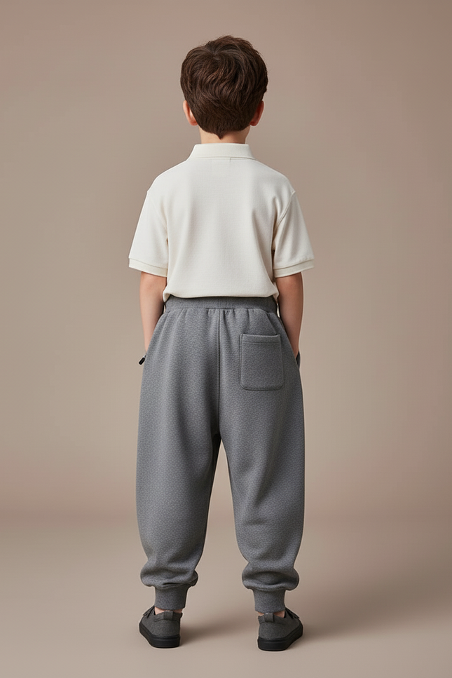 Pantalon Baggy Gris Chiné Ample Molleton Enfant - vue 2