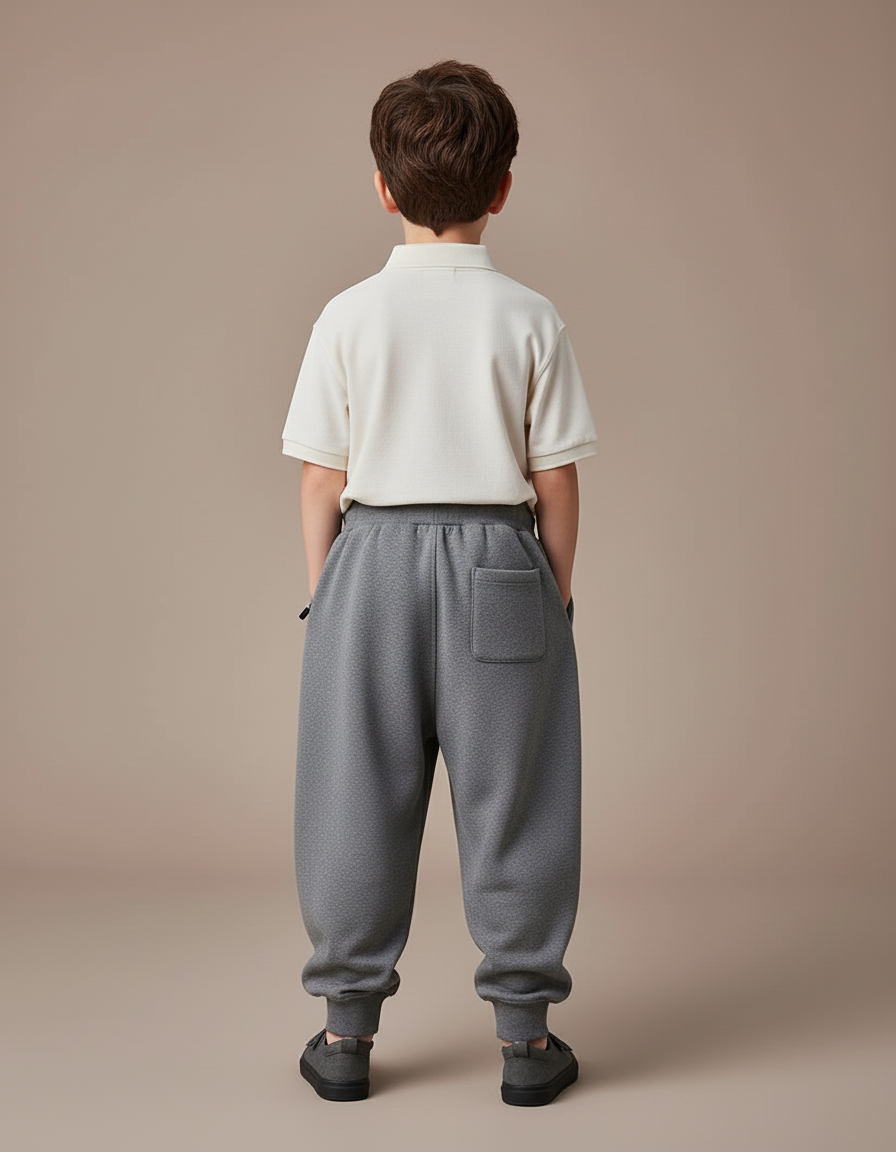 Pantalon Baggy Gris Chiné Ample Molleton Enfant - vue 2