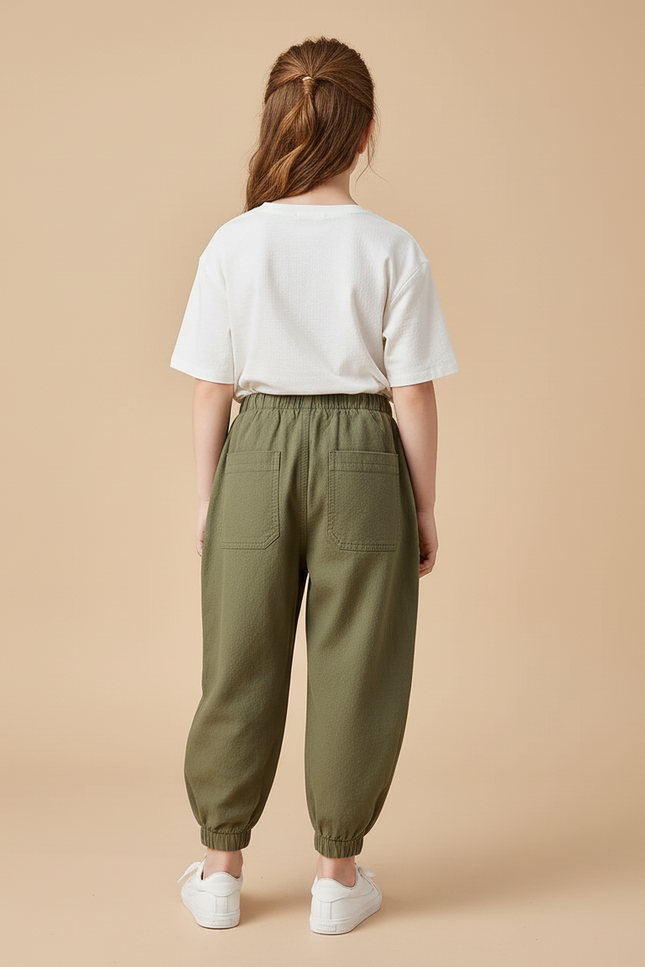 Pantalon Baggy Vert Kaki Coton Ample Unisexe Cargo - vue 2