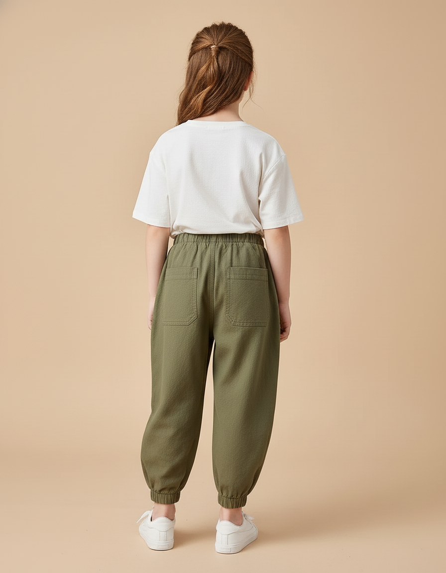 Pantalon Baggy Vert Kaki Coton Ample Unisexe Cargo - vue 2