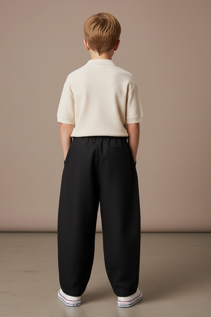 Pantalon Baggy Noir Ample Coton Décontracté Garçon - vue 2
