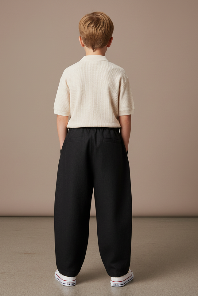 Pantalon Baggy Noir Ample Coton Décontracté Garçon - vue 2