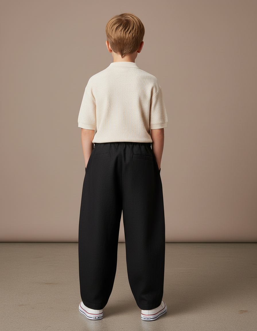 Pantalon Baggy Noir Ample Coton Décontracté Garçon - vue 2
