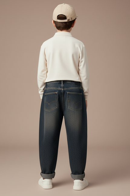 Pantalon Baggy Jean Denim Bleu Ample Garçon - vue 2