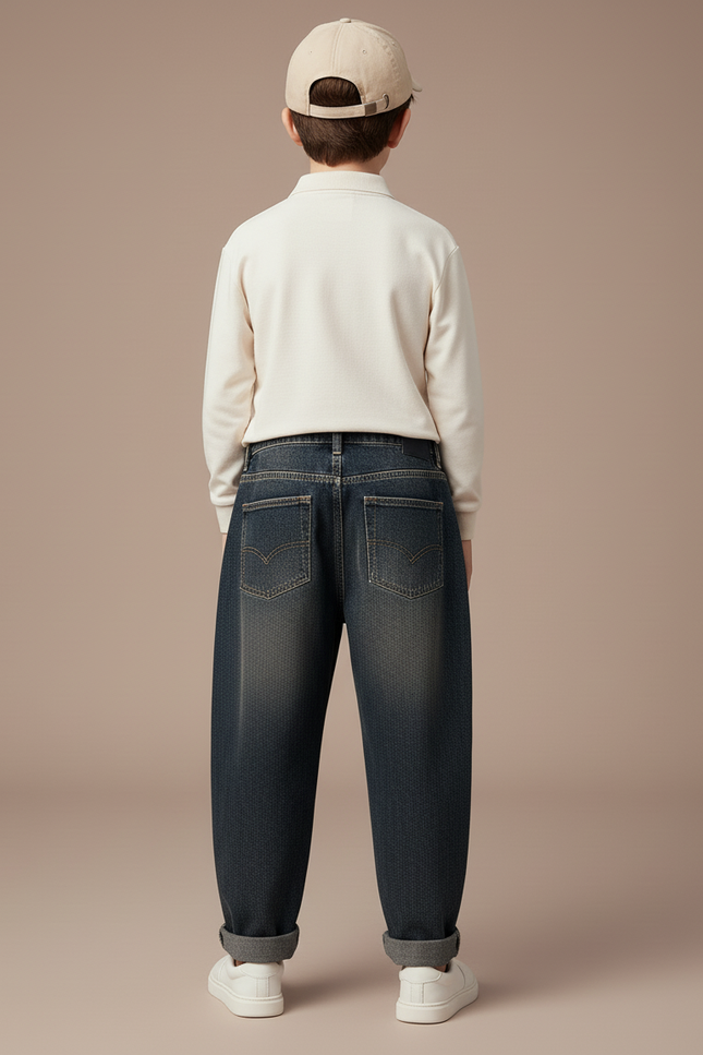 Pantalon Baggy Jean Denim Bleu Ample Garçon - vue 2
