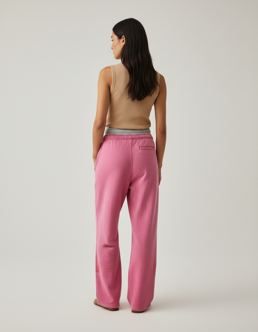 Pantalon Baggy Rose Imprimé Large Décontracté Femme - Molleton - vue 2