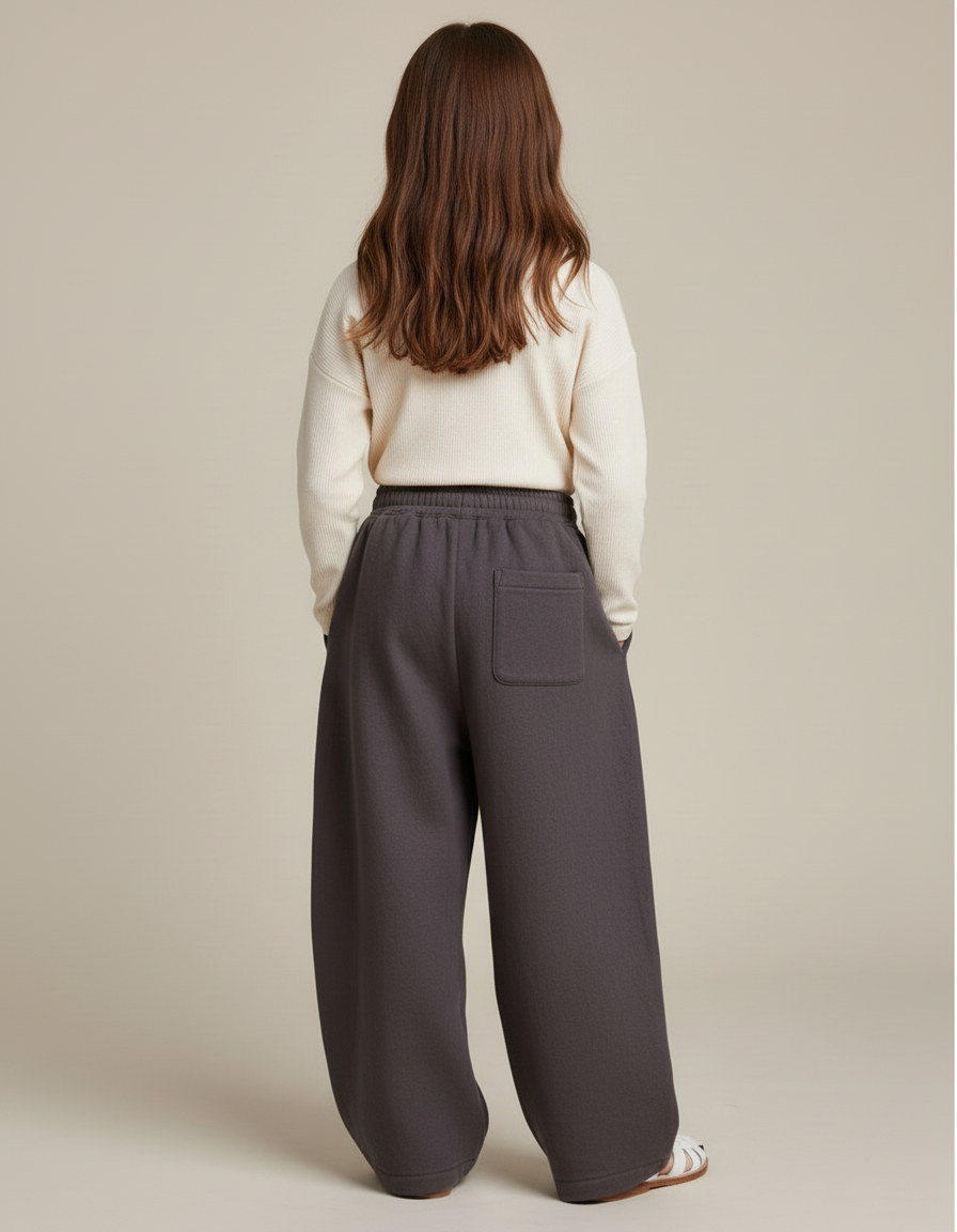 Pantalon Baggy Gris Ample Molleton Enfant Hiver - vue 2