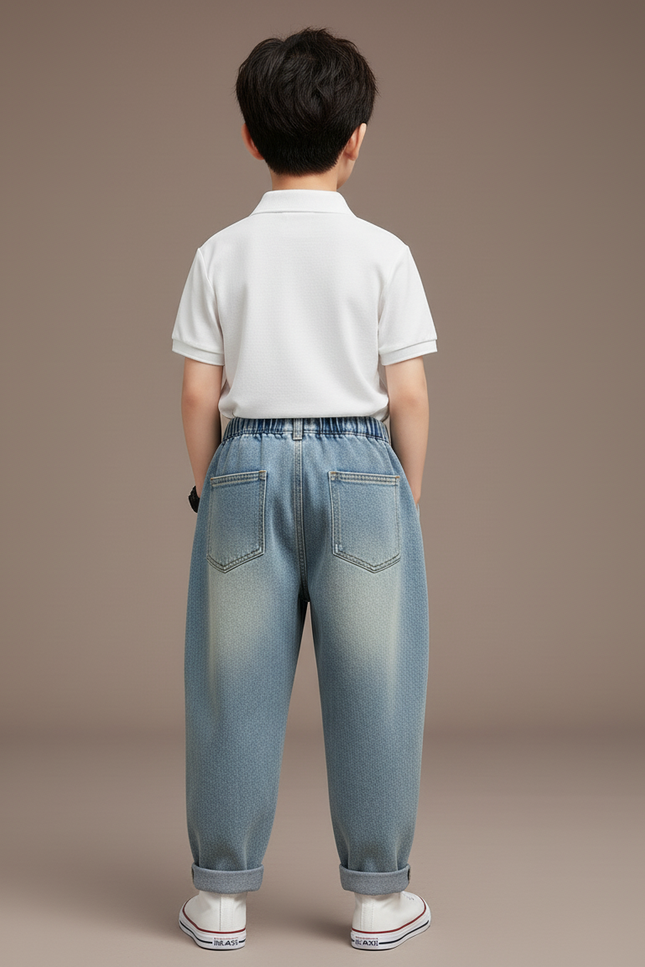 Pantalon Baggy Jean Bleu Ample Décontracté Dessins Garçon - vue 2