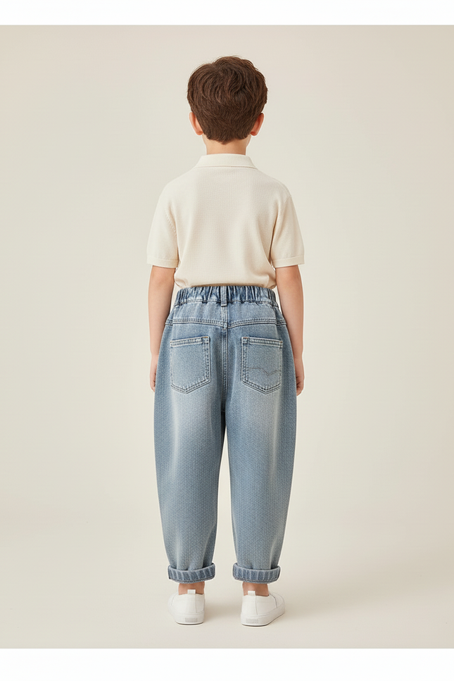 Pantalon Baggy Jean Bleu Ample Imprimé Garçon - vue 2