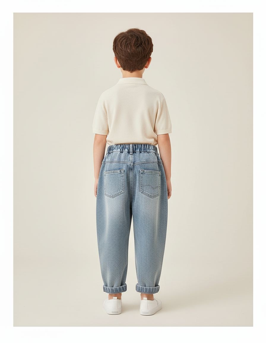 Pantalon Baggy Jean Bleu Ample Imprimé Garçon - vue 2