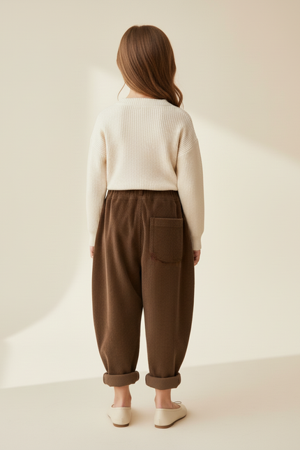 Pantalon Baggy Marron Côtelé Ample Enfant - Cordé - vue 2