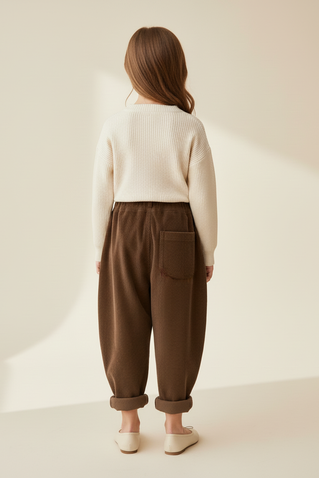 Pantalon Baggy Marron Côtelé Ample Enfant - Cordé - vue 2