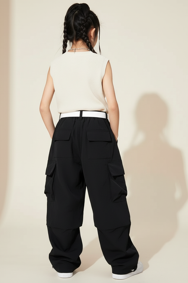 Pantalon Baggy Noir Cargo Ample Décontracté Streetwear - Polyester - vue 2