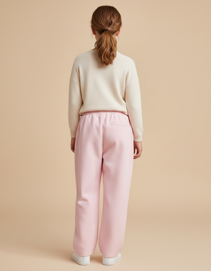 Pantalon Baggy Rose Pâle Ample Décontracté Enfant - Molleton - vue 2